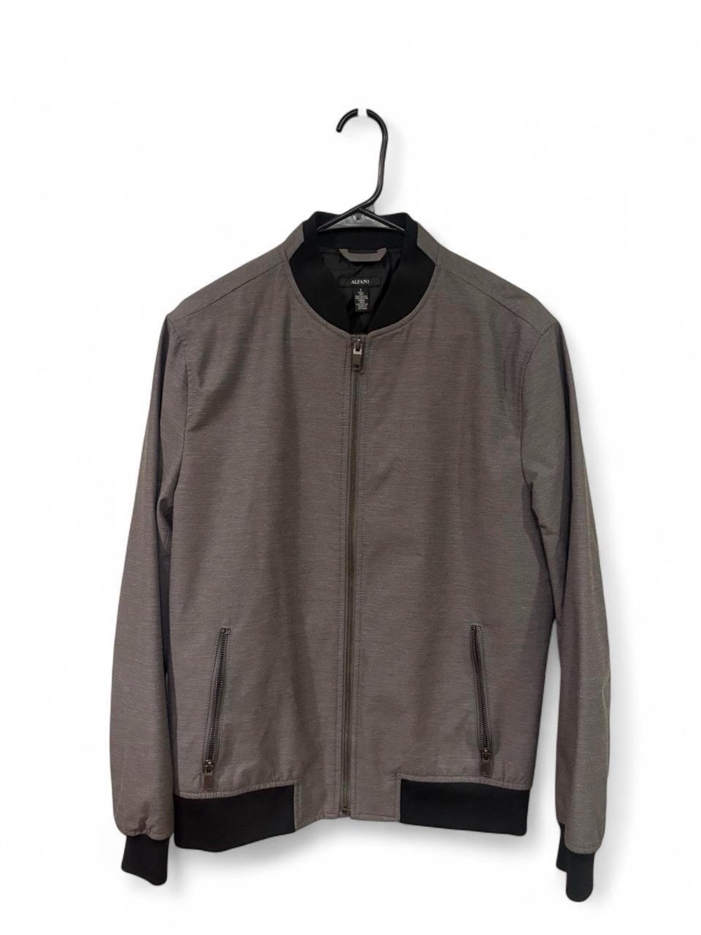 Alfani Gray Bomber Jacket with Black Trim